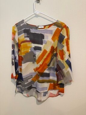 Akris Punto Multi-Color Abstract Brushstroke Blouse